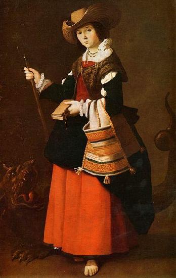 Francisco de Zurbaran Saint Margaret, dressed as a shepherdess. oil painting image